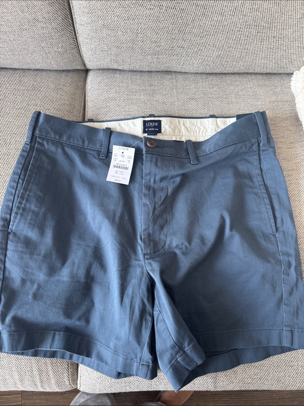 J. Crew Men's Slate Blue Flat-Front Chino Shorts